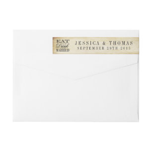 Eat, Drink & Be Married Vintage Wedding Collection Wrap Around Label