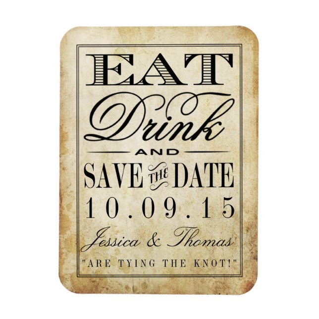 Eat, Drink & Be Married Vintage Wedding Magnet (Vertical)
