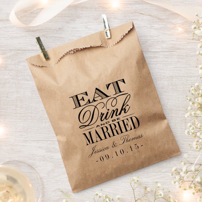 Eat, Drink & Be Married Wedding Favour Bag (Clipped)