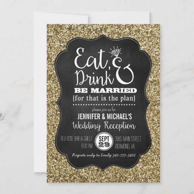 Eat, Drink & Be Married Wedding Reception Invite (Front)