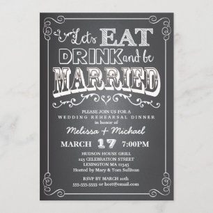 Eat, Drink & Be Married Wedding Rehearsal Dinner Invitation