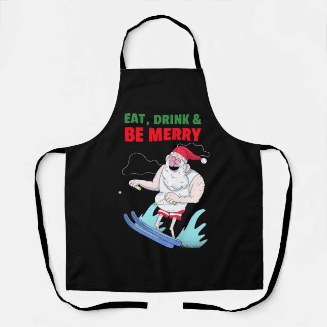 Eat, Drink & Be Merry Christmas Apron (Front)