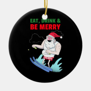 Eat, Drink & Be Merry Christmas Ceramic Tree Decoration