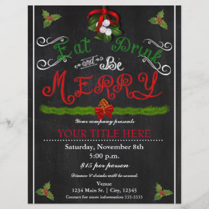EAT DRINK BE MERRY Christmas Chalk Party Flyer
