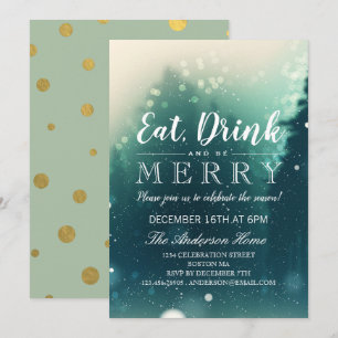 Eat Drink Be Merry Christmas Holiday Dinner Party Invitation