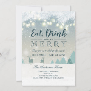 Eat Drink & Be Merry Christmas Holiday Party Card