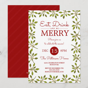 Eat Drink & Be Merry Christmas Holiday Party Invitation
