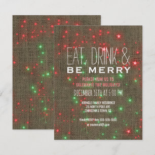 Eat Drink Be Merry Christmas Holiday Party Rustic Invitation