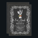 Eat, Drink & Be Merry Christmas Invitation<br><div class="desc">Modern eat,  drink & be merry holiday Christmas invitation featuring a holly leaf frame with dinner utensils.  Flip our unique invite over to view a matching back for an extra special touch.  Perfect holiday season invitation for a neighbourhood get together,  office party,  office cocktail party or christmas party, </div>