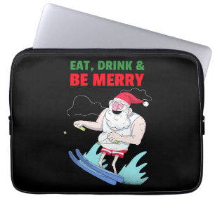 Eat, Drink & Be Merry Christmas Laptop Sleeve