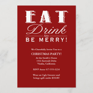Eat Drink & Be Merry Christmas Party Invitation