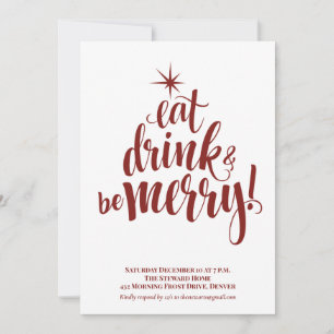 Eat Drink & Be Merry Christmas Party Invitation