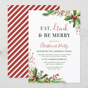 Eat, Drink & Be Merry   Christmas Party Invitation
