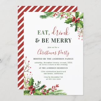 Eat, Drink & Be Merry | Christmas Party Invitation