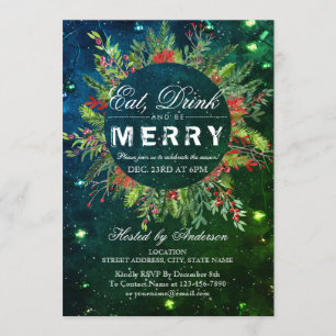 Eat Drink & Be Merry Christmas Party Invitation