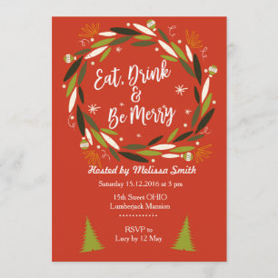 Eat Drink & Be Merry Christmas Party invitation