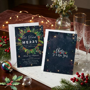 Eat Drink & Be Merry Christmas Party Invitation