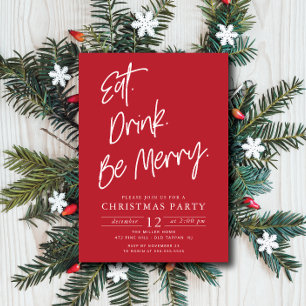 Eat Drink & Be Merry Christmas Party Invitation