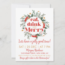 Eat, Drink & Be Merry Christmas Party Invitation