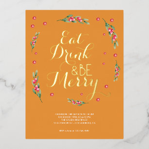 Eat drink & be merry Christmas party invitation