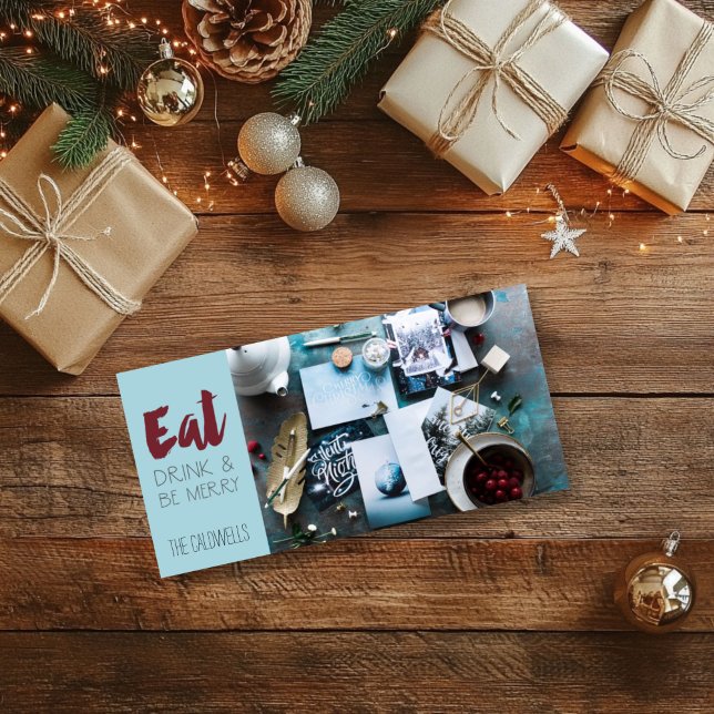 Eat Drink & Be Merry Christmas Photo Holiday Card (Eat, drink and be merry Christmas card)