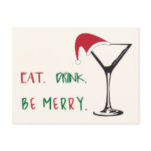 Eat. Drink. Be Merry. Christmas Postcard