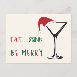 Eat. Drink. Be Merry. Christmas Postcard