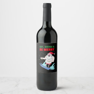 Eat, Drink & Be Merry Christmas Wine Label