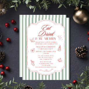 Eat Drink & Be Merry Corporate Christmas Party Invitation