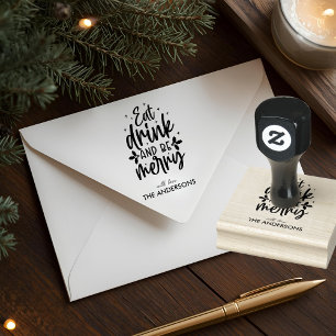 Eat Drink & Be Merry Custom Family Rubber Stamp
