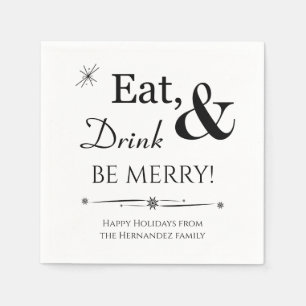 Eat Drink Be Merry Cute Retro Christmas Holidays Napkin