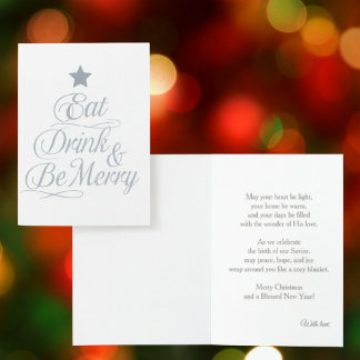 Eat, Drink & Be Merry Elegant Christmas Foil Card