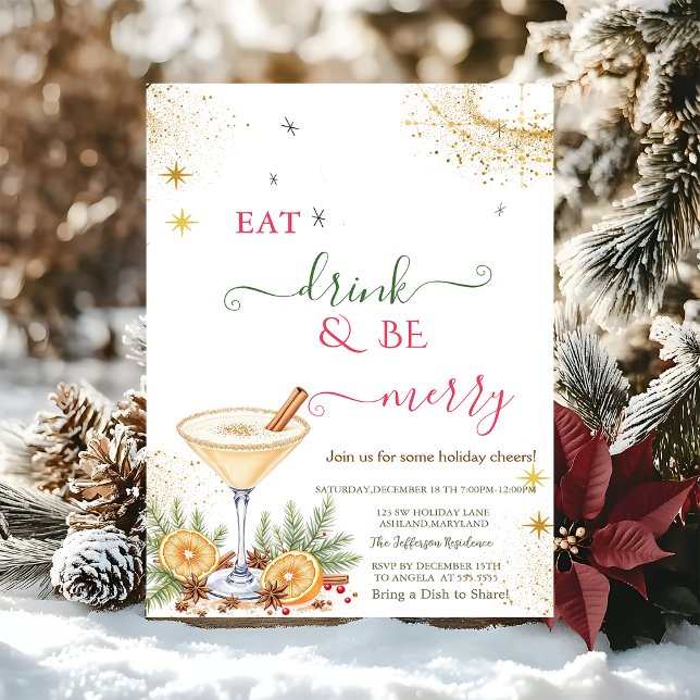 Eat Drink & Be Merry Holiday Cocktail Invitation (Creator Uploaded)