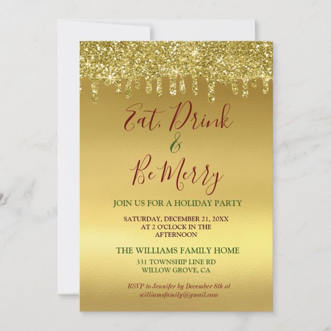 Eat Drink & Be Merry Holiday Party  Invitation (Front)