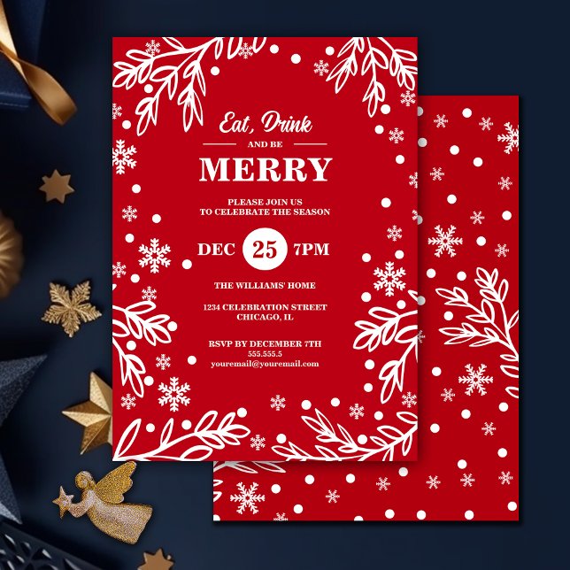 Eat Drink & Be Merry Holiday Party Invitation (Creator Uploaded)