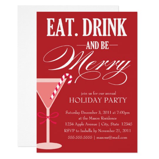 Eat, Drink & Be Merry | Holiday Party Invite | Zazzle.co.uk