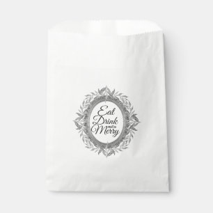 Eat Drink Be Merry Holiday Silvery Leaves Wreath Favour Bags