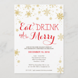 Eat Drink & Be Merry Invitation / Christmas invite