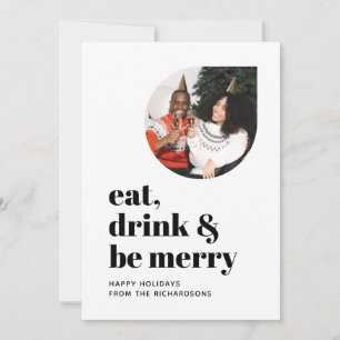 Eat Drink & Be Merry Minimalist Family Photo 2022 Holiday Card