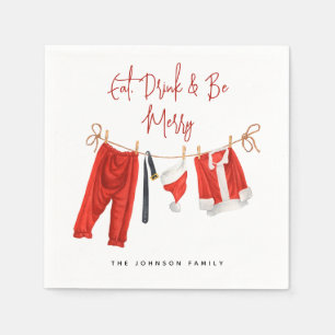 Eat, Drink & Be Merry Santa's Christmas Napkin