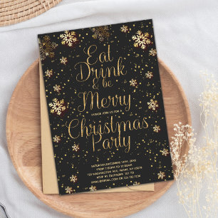 Eat Drink Be Merry Star Christmas Party Invitation
