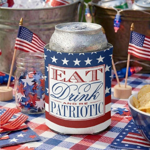 Eat, Drink & Be Patriotic 4th Of July Party Can Cooler