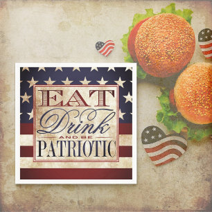 Eat, Drink & Be Patriotic Vintage 4th Of July Napkin