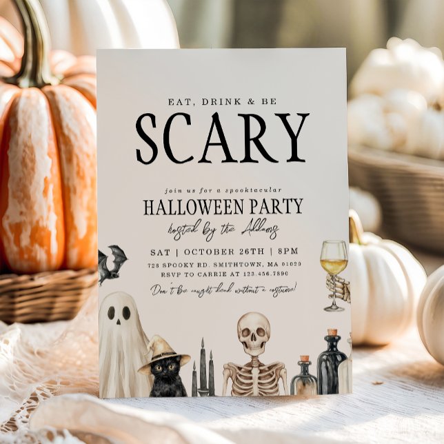 Eat Drink & Be Scary Adult Halloween Costume Party Invitation (Creator Uploaded)