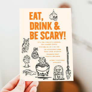 Eat Drink & Be Scary Adult Halloween Party  Invitation