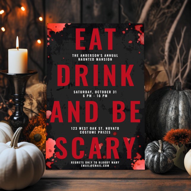 EAT DRINK & BE SCARY Bloody Adult Halloween Invite (Creator Uploaded)
