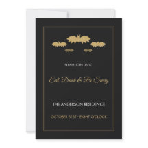 Eat, Drink & Be Scary Gold Bats Halloween