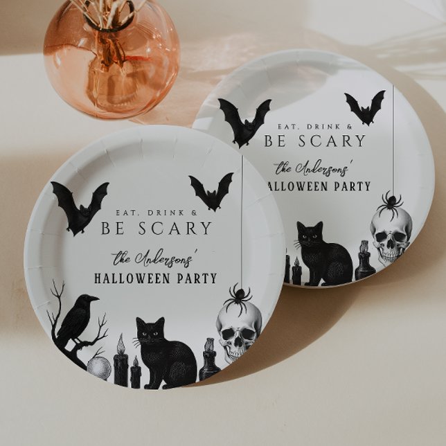 Eat, Drink & Be Scary Gothic Halloween Party Paper Plate (Creator Uploaded)