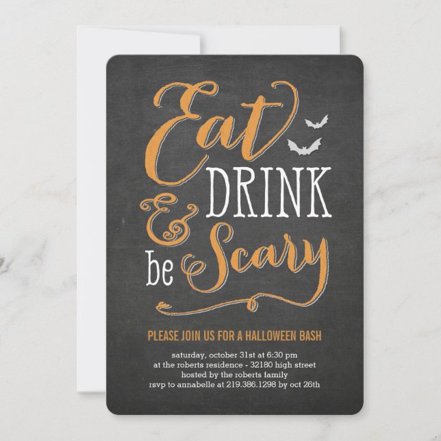 Eat Drink Be Scary Halloween Party Invitation (Front)