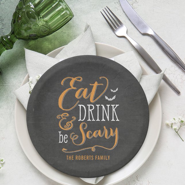 Eat Drink Be Scary Halloween Party Plates (Creator Uploaded)